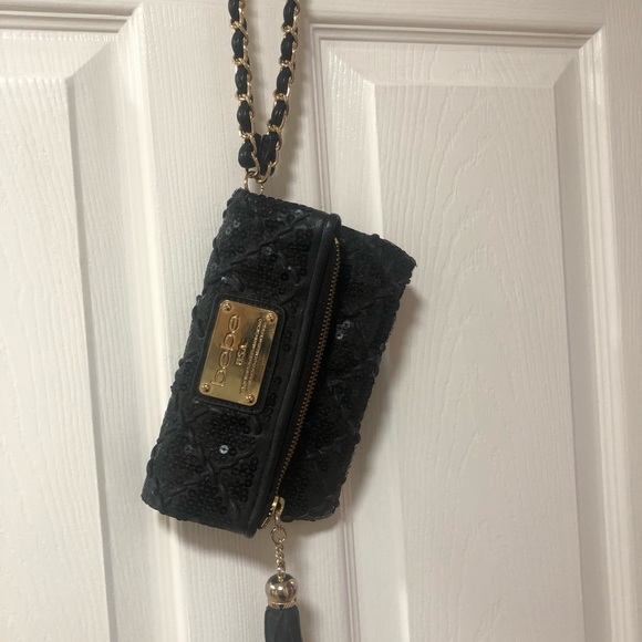 BEBE Sequins Folded Over Clutch with Wrislet - Picture 5 of 8